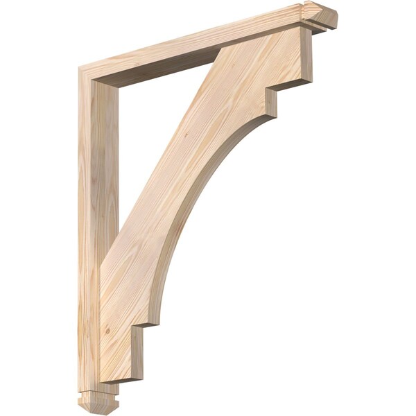 Ekena Millwork Merced Arts and Crafts Smooth Bracket w/ Offset Brace, Douglas Fir, 3 1/2"W x 26"D x 30"H BKT0402X26X30MRC03SDF - main